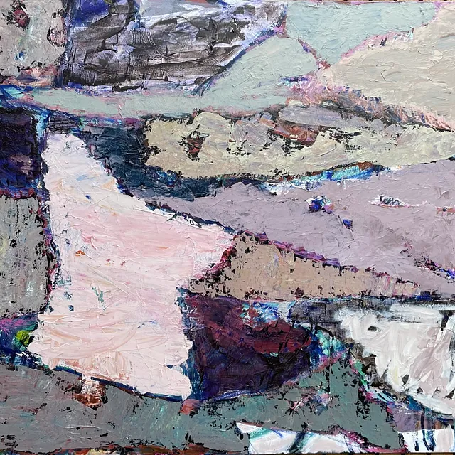 Acryl på lærred: 90 x 100 cm.