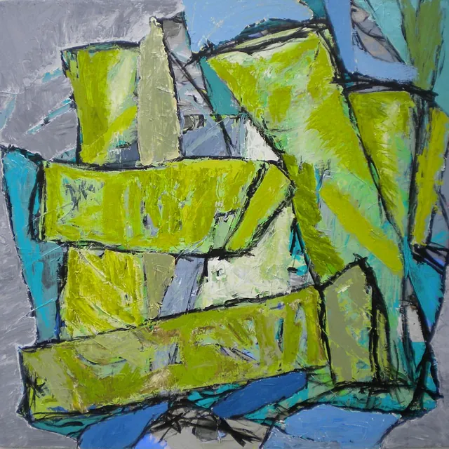 Acryl på lærred: 140 x 140 cm.