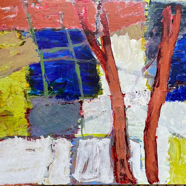 Acryl på lærred: 100 x 110 cm.