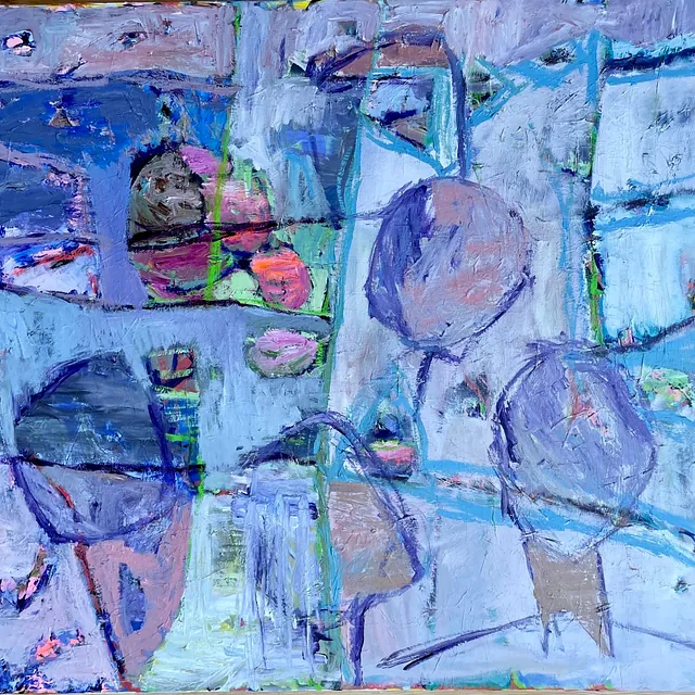 Acryl på lærred: 100 x 110 cm.