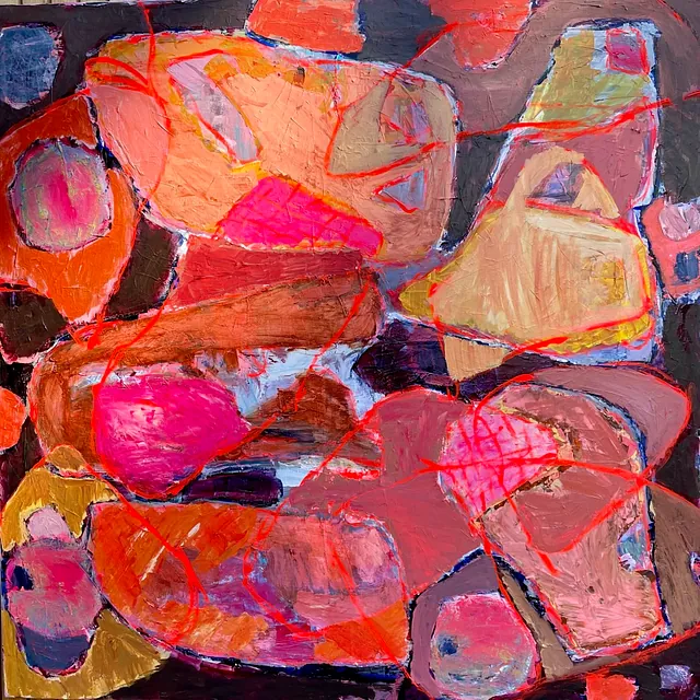 Acryl på lærred: 120 x 120 cm.