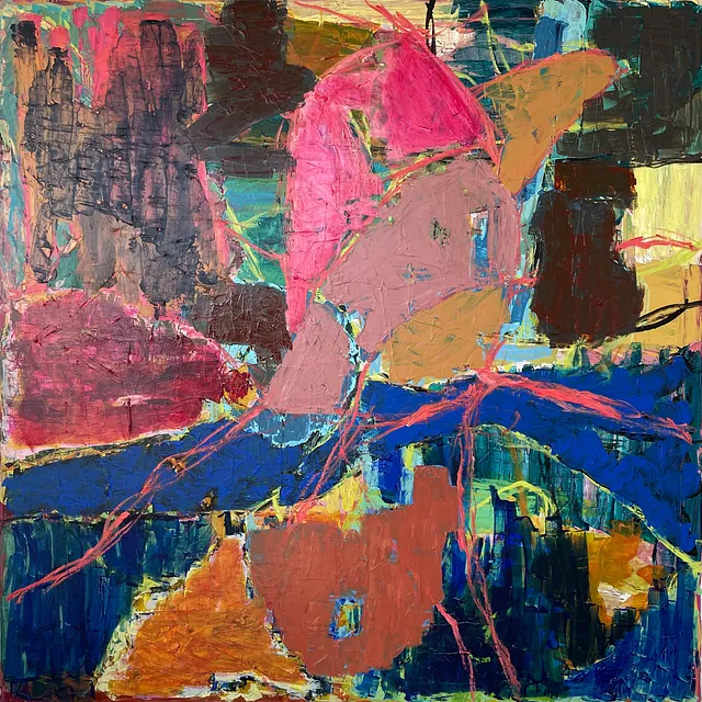 Acryl på lærred: 130 x 130 cm.